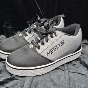Kids Heelys Shoes Black Gray Lace Up Low Top Roller Shoes Size 3 Youth